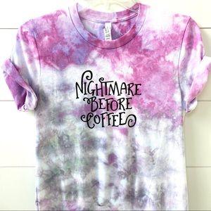 Nightmare before coffee graphic tee tie dye shirt